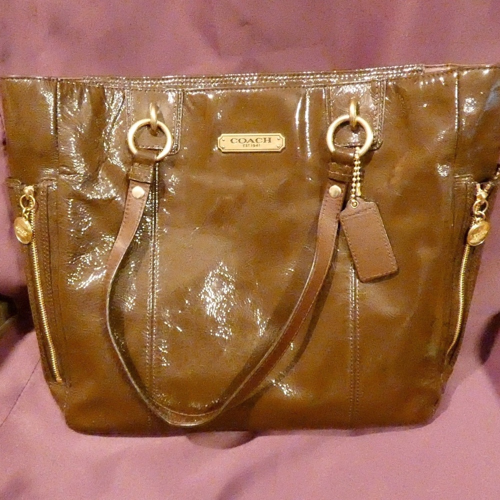 Coach Vintage Patent Brown Leather Bag